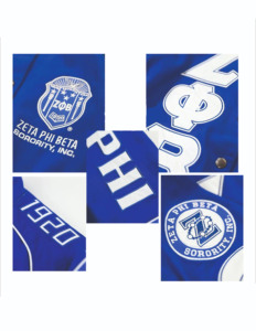 เสื้อแจ็คเก็ตบอมเบอร์สีน้ำเงิน Zeta Phi Beta Sorority ปักลายตัวอักษรกรีกแบบปะติดปะต่อ สไตล์วิทยาลัย เสื้อผ้าสตรีทแวร์สำหรับทุกเพศ - Product Image 3