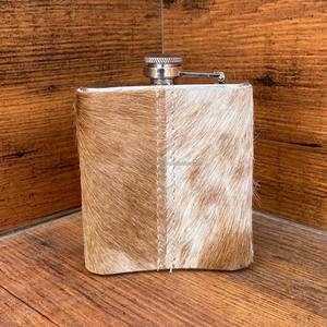 Elegant Design Durable Rustic Cowhide Leather 8oz Liquor Hip <b>Flask</b> Luxury Eco-friendly Genuine Leather Stainless Steel <b>Flask</b> - Product Image 2