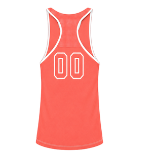 Coral Red White <b>Swim</b> Set Sleeveless Racerback Tank <b>Top</b> with Matching Shorts Lightweight Quick Dry Training Performance Swimwear - Product Image 5