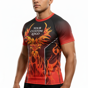 Rashguard OEM ODM Rash Guard Men Sublimation <b>Printed</b> Spandex Bjj Rash Guard Gym <b>Surfing</b> Diving Rashguard Compression Shirts MMA - Product Image 3