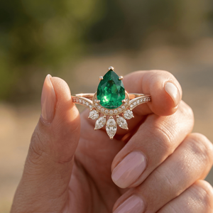 Anillo de Lujo con Corona de Cristal y Diamantes CZ, Acero Inoxidable, Chapado en Oro de 18k, Banda Geométrica Curva y Gruesa con Piedras Preciosas para Mujer - Product Image 2