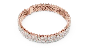 Bracelet tennis à fermoir à maillons, diamant de laboratoire taille poire et marquise, 13,5 carats, grappe florale, en or massif 18 carats, bijoux fins - Product Image 6