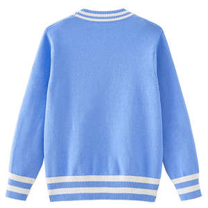 Sustainable Breathable Cotton V-Neck Cardigan Mens Classic Varsity Striped Button Front Knitted Sweater <b>Jacket</b> - Product Image 2