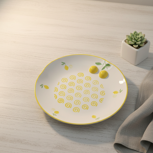 Assiette de table en porcelaine fine de qualité supérieure 3460986B-25 NOUVELLE, motif citron jaune et spirale - Product Image 2