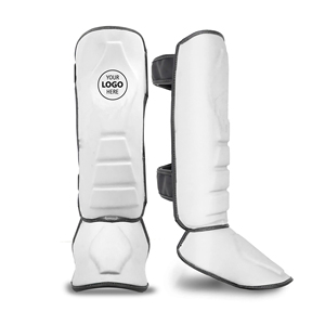 Kick Boxing Shin Guards PU Material Hook-and-Loop Closure Unisex Martial Arts Protection Adjustable <b>Strap</b> - Product Image 2