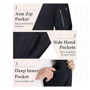 Chaqueta bomber ligera para hombre, cortavientos, informal, con cremallera, para exteriores, con cinco bolsillos funcionales, abrigo para todas las estaciones. - Product Image 5