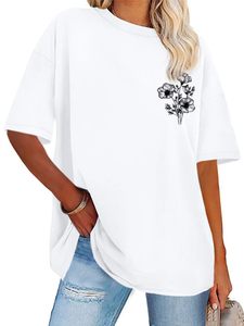 Camisetas de moda para mujer, 100% algodón, estampadas con gráficos DTF, cuello redondo, camisetas de verano, holgadas, de manga corta. - Product Image 5