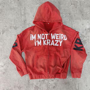 Sudadera con capucha negra para hombre con cremallera, mangas con perlas incrustadas y gráfico de letras en relieve, estilo streetwear en varios colores. - Product Image 4