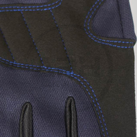 Gants d'assemblage synthétiques avec paume rembourrée, coutures contrastées bleues, fermeture auto-agrippante au poignet, pour l'assemblage d'équipements mécaniques
