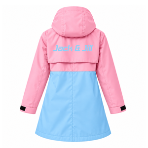 แจ็คแอนด์จิลออฟอเมริกาเสื้อแจ็คเก็ตกันฝนแบบมีฮู้ดสีฟ้าชมพูสำหรับผู้หญิง คอตั้ง แขนยาว กันน้ำ ซิปหน้า เสื้อโค้ทแบบ Anorak - Product Image 4