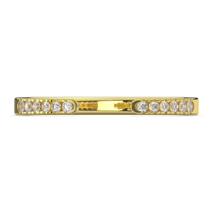 Runder Labor-Diamant im Pavé-Setting, Verlobungs- und Ehering, offener Ring, 14K Gelbgold, passendes Ringset, Schmuck für Damen - Product Image 5