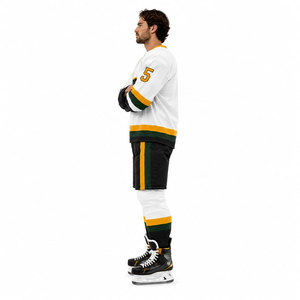 Venta de Fábrica: Conjunto de Uniforme de Hockey sobre Hielo para Hombre, Naranja, Verde y Negro, Sublimado, Manga Larga, Absorbe la Humedad, Talla Adulto - Product Image 4
