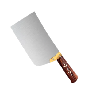 Couteau à viande robuste PK-DR, lame argentée, manche en bois brun, embout doré, couteau de boucher professionnel, outil de cuisine - Product Image 1