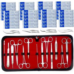 Ensemble d'instruments chirurgicaux en acier inoxydable avec manches de scalpel et lames stériles pour la pratique de la suture médicale - Product Image 1