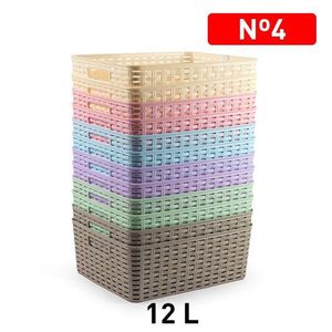 Panier à linge en plastique Cesta Rattan N°4 12L 36x28cm avec finition en rotin standard élégante - Product Image 2