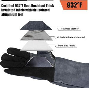 Top Quality Multi Functional Welder Safety <b>Gloves</b> Wholesale Cowhide Leather Working <b>Gloves</b> Tig Welding <b>Gloves</b> With Custom Logo - Product Image 3