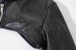 High Quality Short Leather <b>Jacket</b> Men Stylish <b>Slim</b> <b>Fit</b> Quilted Winter Front Logo High Street Fashion Streetwear Outerwear - Product Image 5