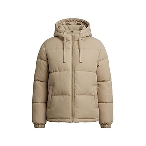 Hooded Quilted Waterproof <b>Bubble</b> Jacket Black Full Sleeve Winter Windproof Cotton Shell Knitted Fabric Polyester Filling Stand - Product Image 1