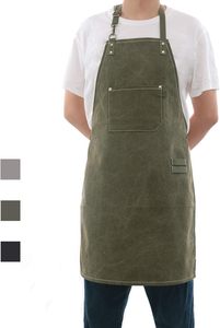 Tablier unisexe pour adultes de marque Manufacturer avec poche avant et bretelles réglables, vert olive - Product Image 4