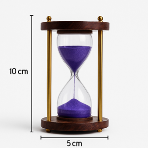 Sablier en laiton et bois de 5 minutes, minuteur de table en bois avec accents en laiton, horloge à sable pour bureau et décoration intérieure - Product Image 4
