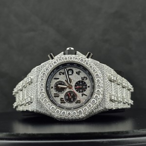 Reloj Cronógrafo de Lujo para Hombre con Esfera de Acero Inoxidable de 43 mm, Cristal de Zafiro, Movimiento de Cuarzo, Cierre Plegable de Seguridad y Correa de Moissanita - Product Image 5