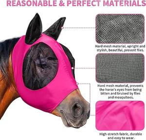 Masque anti-mouches pour chevaux personnalisé, respirant, anti-moustiques, élastique, protection du visage, masque en maille avec protection des oreilles - Product Image 3