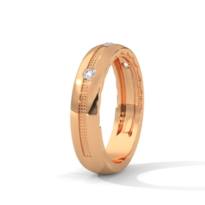 Rose Gold Diamond <b>Ring</b> Three Stone Band Natural Diamond Wedding Jewelry for Women - Product Image 2