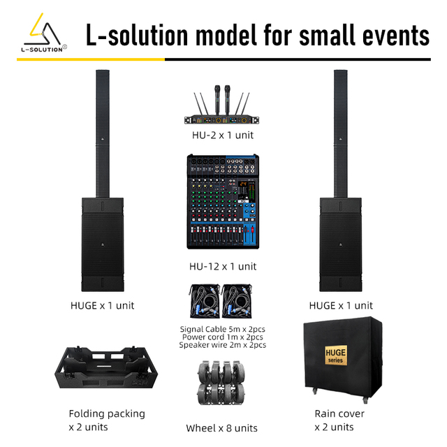 L-solution Huge Series 2500W Max SPL140dB Neodymium Active Column Speaker System with Hi-Res Audio 3-Channel Professional Sound