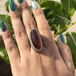 Deep Red <b>Garnet</b> Designer <b>Ring</b> Jewelry Vintage Style <b>Garnet</b> <b>Ring</b> Handmade Wedding <b>Ring</b> For Her - Product Image 4