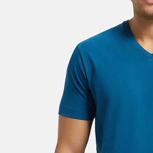 Nouveau T-shirt Homme Col V Grande Taille Respirant Couleur Unie Manches Courtes Coton Fibre de Bambou Séchage Rapide Vente en Gros - Product Image 6