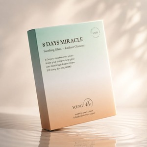 Soins de la peau coréens, masque en feuille apaisant coréen, format familial Jumbo, Aloe Centella Youngme, 8 jours miracle, 8 pièces, sans parfum - Product Image 1