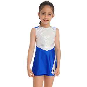 ชุดเชียร์ลีดเดอร์เด็กผู้หญิง 2 ชิ้น ยี่ห้อ Solid Traders ชุดเต้นรำพิมพ์ลาย คอเสื้อแบบไม่มีแขน ประดับเลื่อมวิบวับ ผลิตจากโพลีเอสเตอร์ 100% - Product Image 1