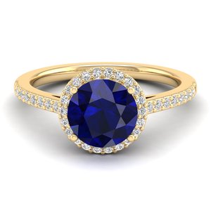 Bague de fiançailles solitaire REYES en argent sterling 925 avec saphir bleu de 2 carats et moissanite, bijoux brillants - Product Image 1