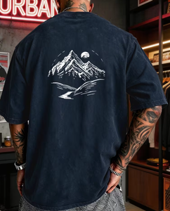 เสื้อยืดโอเวอร์ไซส์ผู้ชายผ้าเจอร์ซีย์ซักทราย 100% คอตตอน วินเทจ ขาดๆ แบบดิสเทรส แขนสั้น คอกลม สตรีทแวร์ น้ำหนัก 320 กรัม แข็งแรงทนทาน - Product Image 2