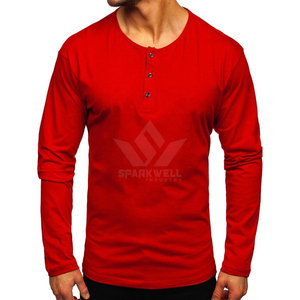 เสื้อยืดแขนยาวทรงเข้ารูปสำหรับผู้ชาย คอโอ แต่งขอบตัดกัน ผ้าฝ้ายถัก 100% สีพื้น สไตล์ลำลอง - Product Image 5