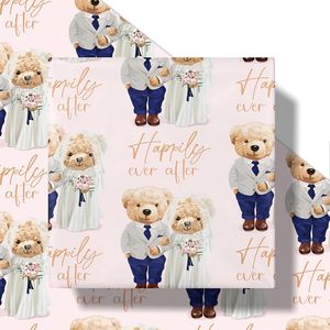 Adorabile Rotolo di Carta da Regalo Mini con Design Orsetto, Carta da Imballaggio Rosa Carina per Coppie con Concetto 'Fino alla Fine dei Tempi' - Product Image 3