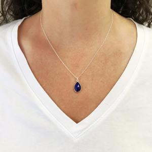 Natural Blue Sapphire Drop Pendant Handmade 925 Sterling Silver September Birthstone Necklace - Product Image 6