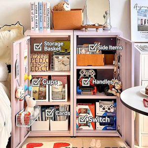 Armoire de rangement compacte à une seule porte avec 2 étagères réglables, organisateur de chevet gain de place pour chambre à coucher, chambre d'enfant et maison - Product Image 4
