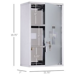 Armadietto per Medicinali in Acciaio Inox con Serratura 30x50 cm, 3 Ripiani per Bagno, Armadietto Medico - Product Image 3