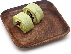 Ensemble d'assiettes en bois faites à la main, assiettes à gâteau en bois, plats à dessert, plateau de service, assiette à sushi en bois, vaisselle de table - Product Image 3