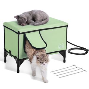 Casa para Gatos Plegable de Tela Oxford 900D, Refugio Elevado y Calefactado para Gatos con Temporizador de Temperatura Ajustable, Mueble Cuboide para Mascotas - Product Image 1