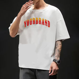 Nouveau T-shirt personnalisé tendance pour adultes, en coton à séchage rapide, anti-boulochage, couleur unie blanche, coupe oversize, idéal pour l'été - Product Image 1