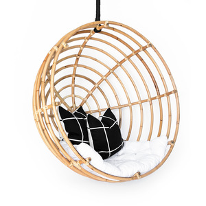 Chaise de jardin en rotin pour la détente en plein air, chaise suspendue en cannage naturel, best-seller. - Product Image 3