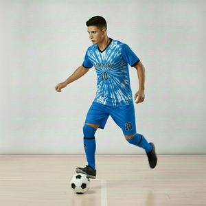 Conjunto de uniforme de fútbol personalizado con nombre de equipo, transpirable, con protección UV, rayas aplicadas, 100% poliéster, camiseta de manga corta - Product Image 5