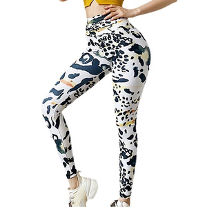 Leggings sans couture respirants en tricot taille mi-haute pour femmes, contrôle du ventre, pantalon de yoga imprimé par sublimation, fitness - Product Image 2