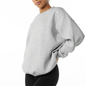 เสื้อสเวตเชิ้ตเทอร์รี่ผู้หญิงสำหรับฤดูหนาว ขายส่ง คุณภาพสูง คอกลม สีพื้น สปอร์ต แคชชวล ไซส์ใหญ่ ผ้าฟอก - Product Image 3