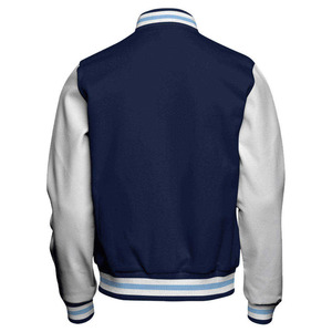 Chaqueta Varsity para Hombre, Verde y Blanca, con Mangas, Estilo Preppy, Cuello Alto, Corte Regular, para Invierno, con Cierre, Transpirable, de Lana y Poliéster - Product Image 3