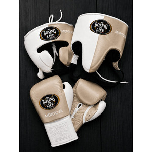 ชุดอุปกรณ์ฝึกซ้อมมวยหนังแท้สีขาวและสีทองแบบสั่งทำพิเศษ NO BOXING NO LIFE พร้อมเชือกผูกปรับได้สำหรับผู้ใหญ่ อุปกรณ์ศิลปะการต่อสู้ - Product Image 2