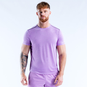 T-shirts de sport pour hommes avec logo personnalisé, tissés, 100% polyester, séchage rapide, respirants, extensibles, pour la course à pied - Product Image 5