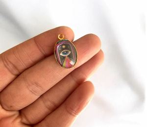 Colgante/amuleto de cristal de resina de diseño floral para componentes y hallazgos de joyería - Product Image 2